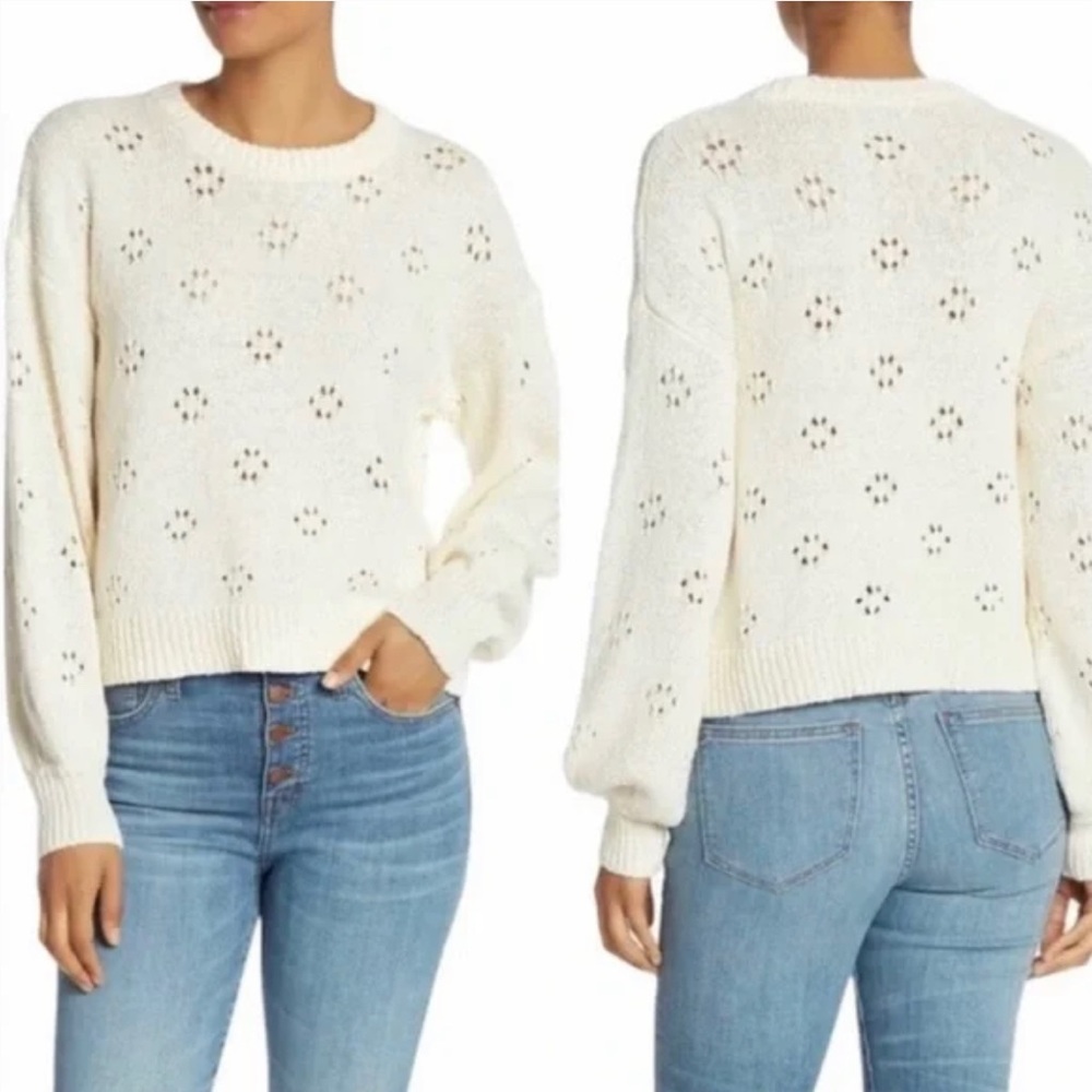 Madewell Floral Pointelle Pullover Sweater
